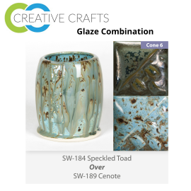 Speckled Toad SW184 over Cenote SW189 Stoneware Combination